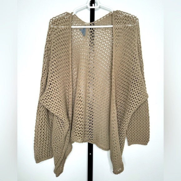 "Don't Ask Why" Crochet Tan Cardigan - Picture 1 of 4